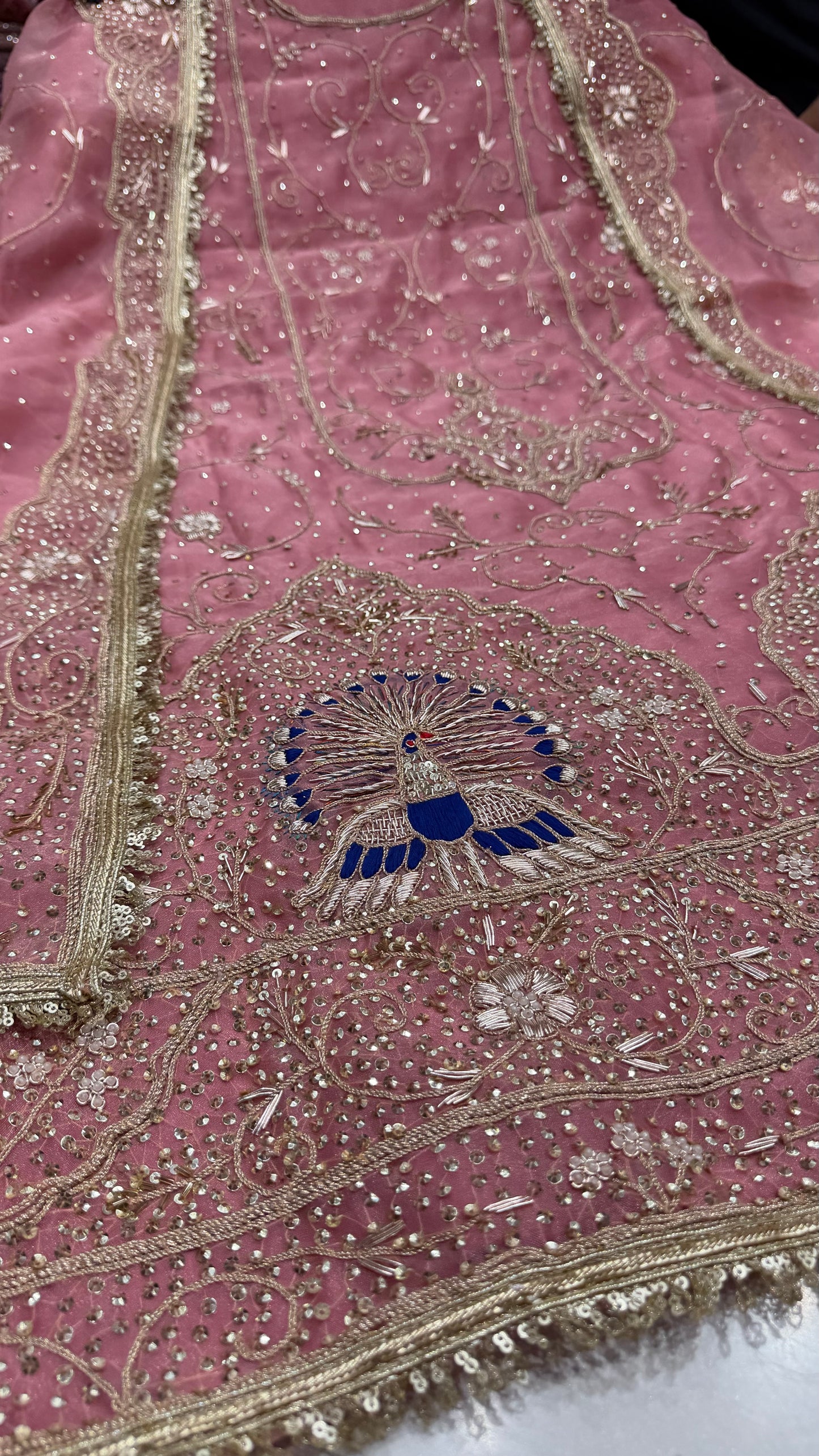 Luxury Dabka & Farrukhabadi Handwork Organza Unstitched Suit with Jaal Dupatta