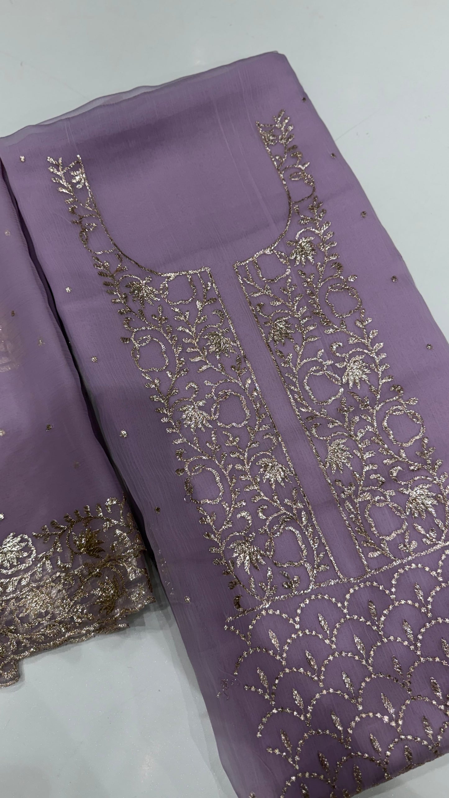 Luxury Unstitched Pure Crush Organza Suit with Hand Embroidered Peeta Work | Premium Designer Party Wear & Wedding Dress Material