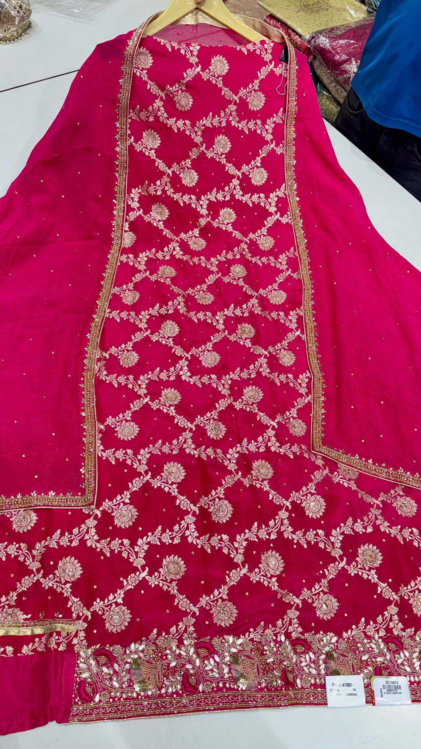 Luxury Banarasi Silk Unstitched Suit with Hand Embroidered Borders