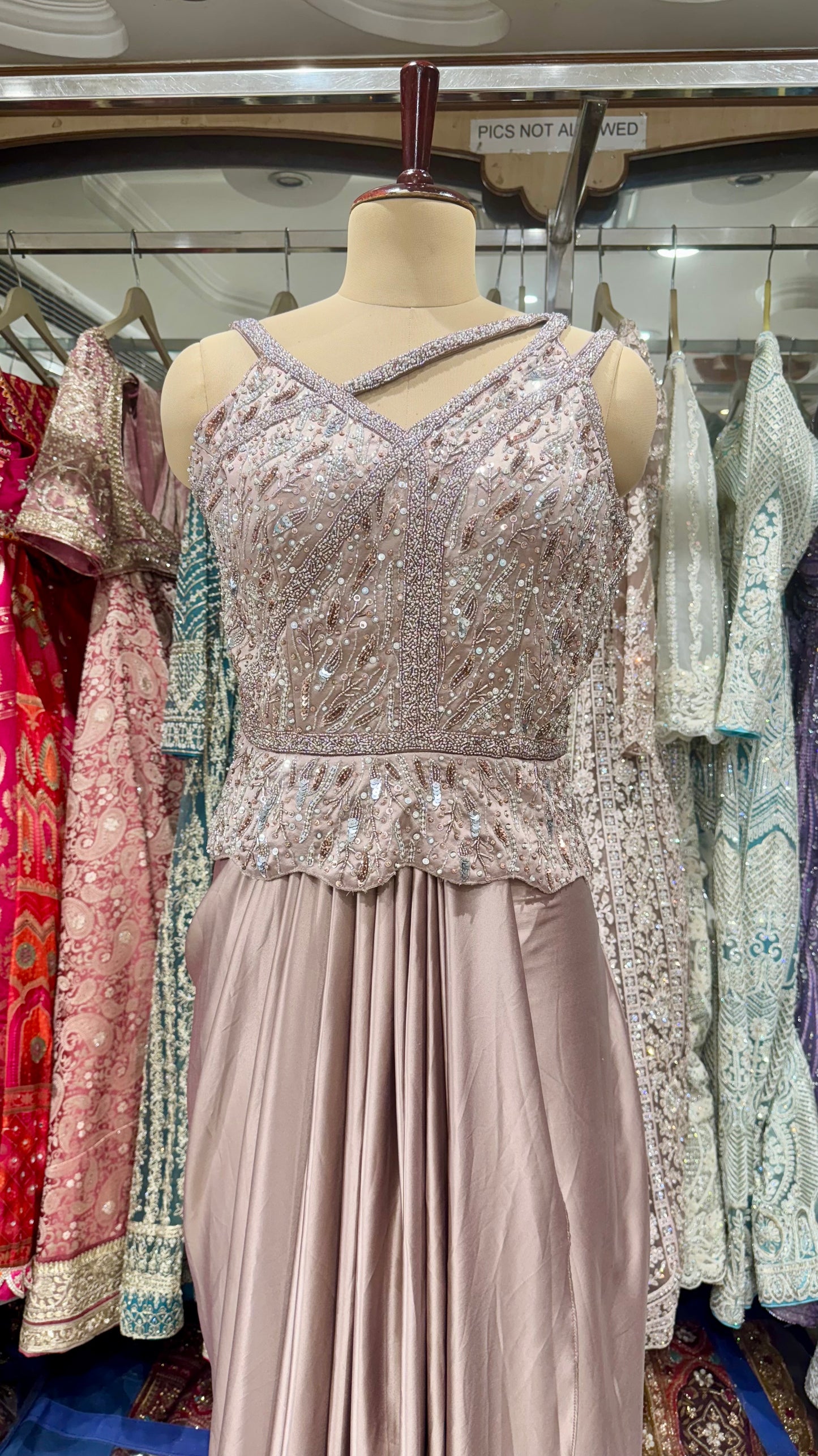 Hand Embroidered Indo-Western Peplum Dress – Readymade Free Size (Up to 40” Bust)