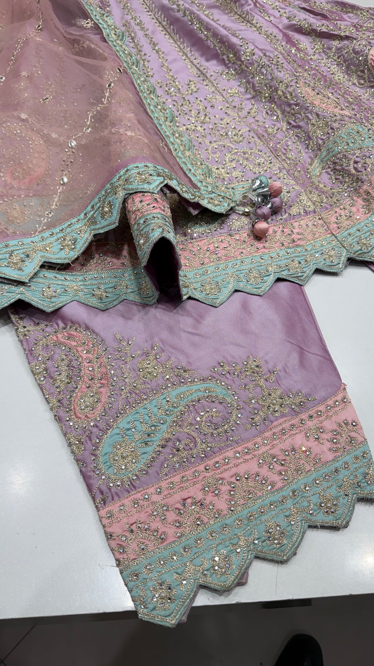 Pure Silk Zari Embroided Pakistani Anarkali with salwar