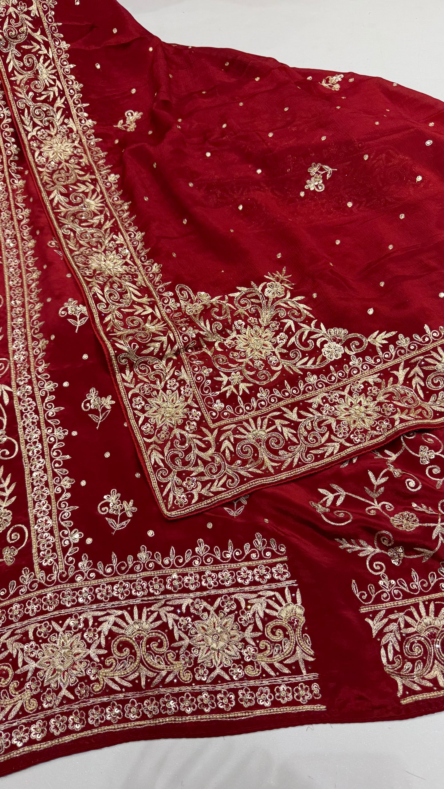 Royal Maroon Zardozi Handworked Unstitched Suit Set