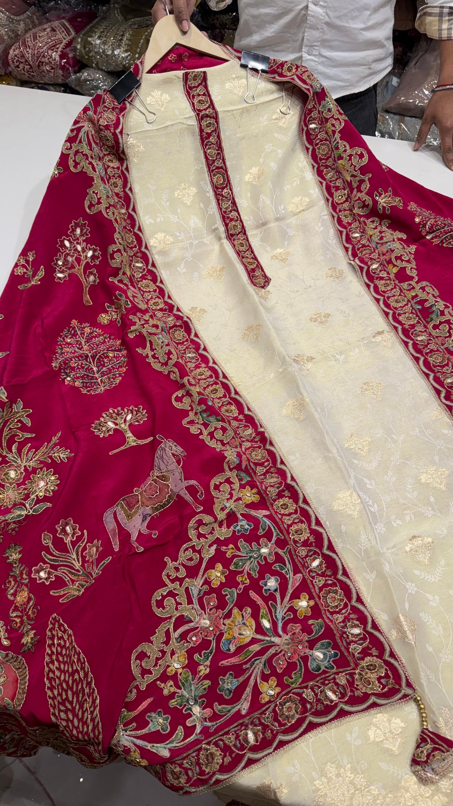 ✨ Sabyasachi Inspired Self Banarasi Tissue Designer Unstitched Suit Set