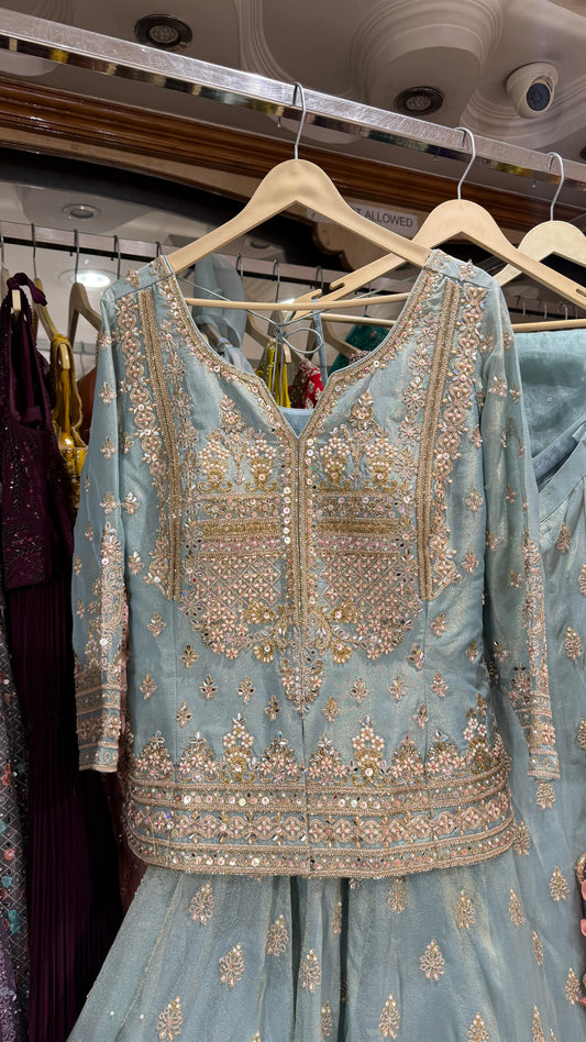 Pure Tissue Handwork Lehenga kurti