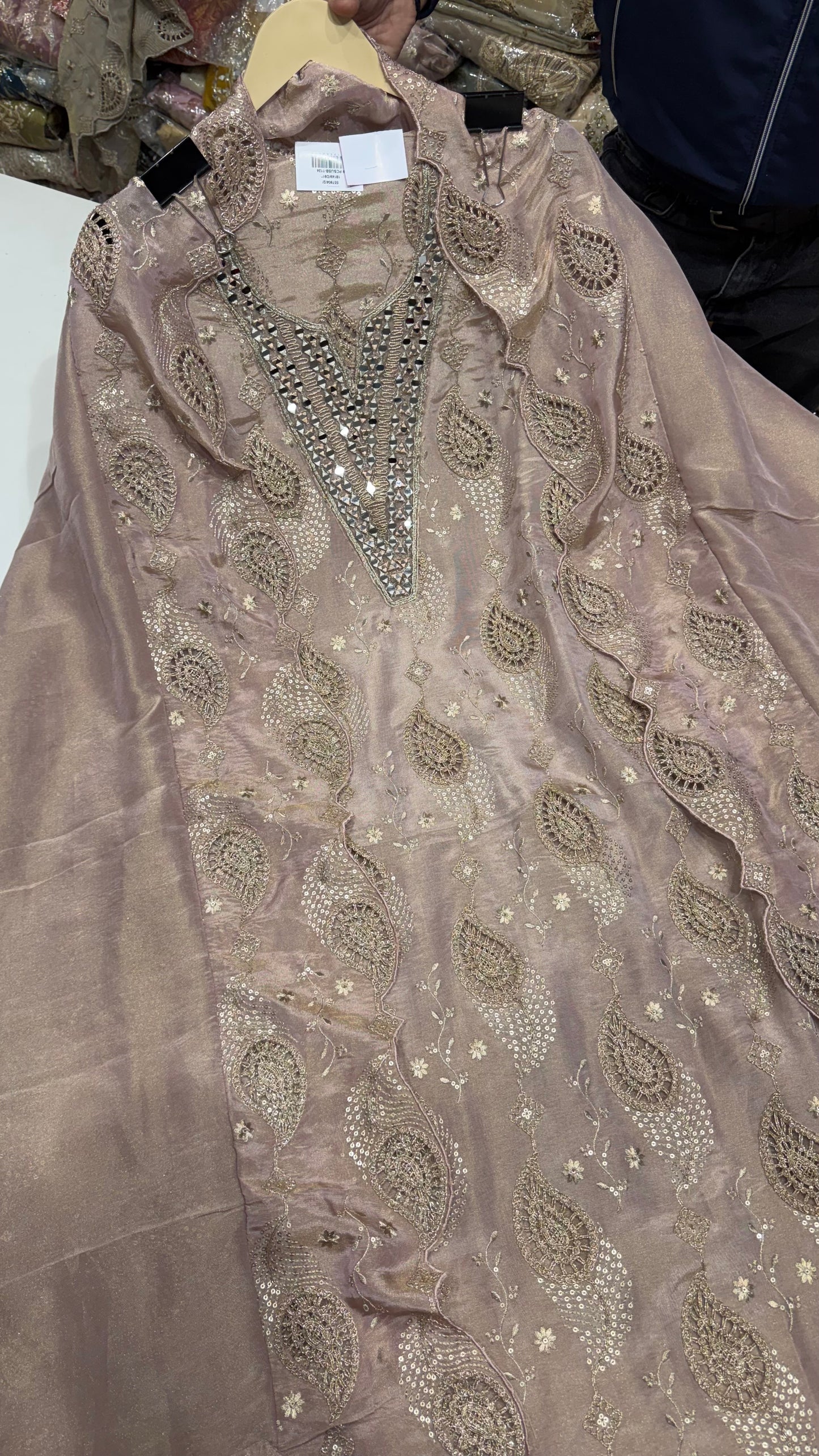 Shimmer Tissue Handwork Unstitched Suit Set