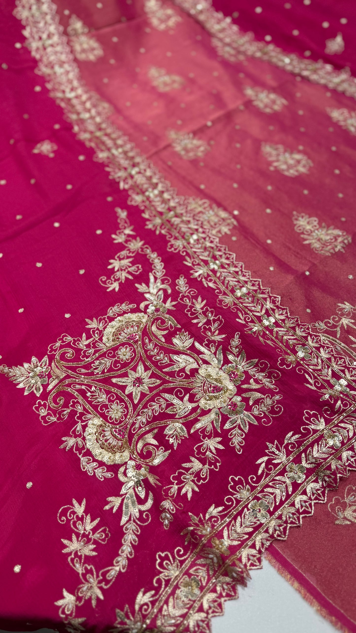 Shimmer handwork fourside border dupatta suit set