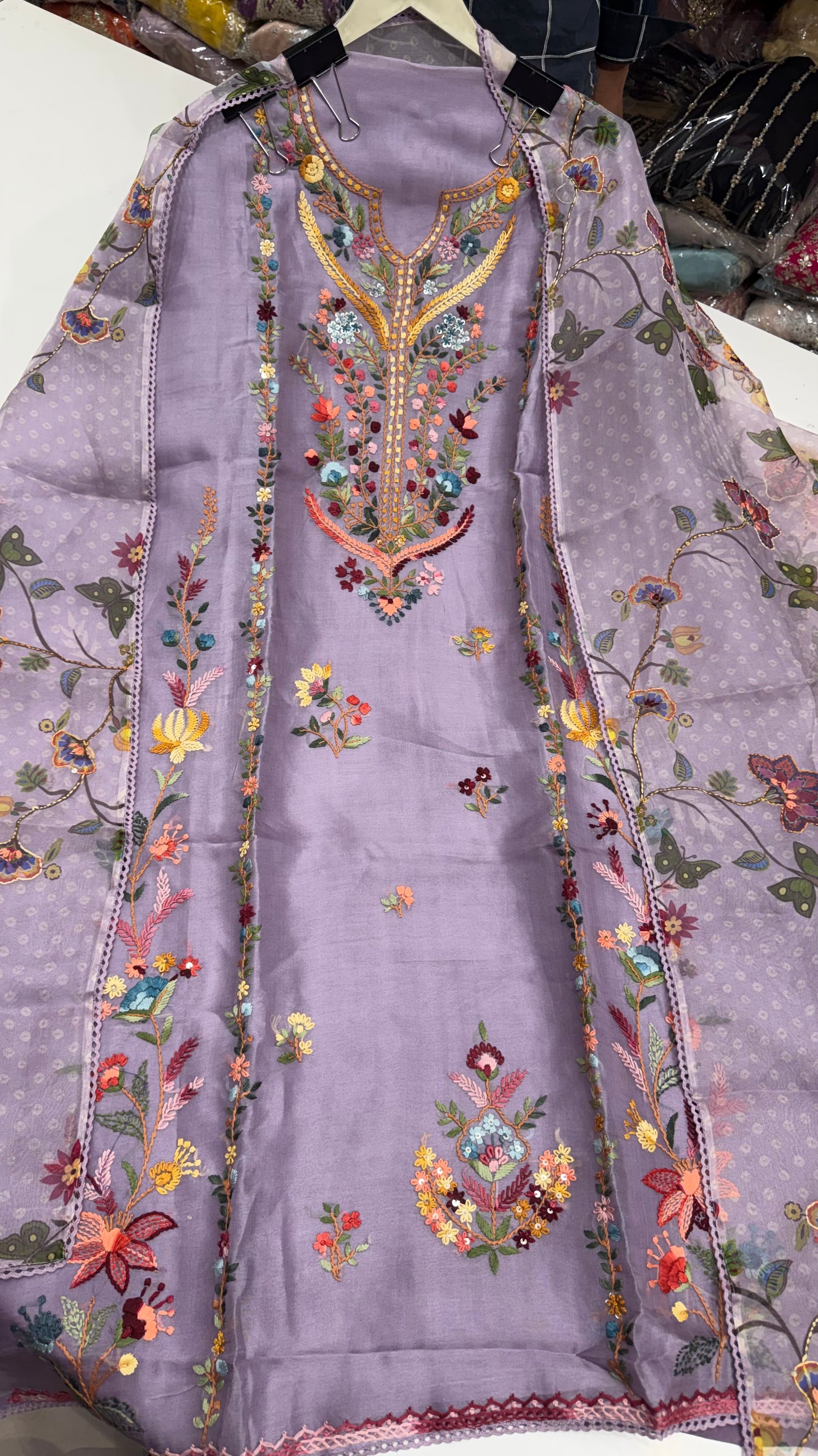 ✨ Gulnaar Luxury Organza Unstitched Suit Set