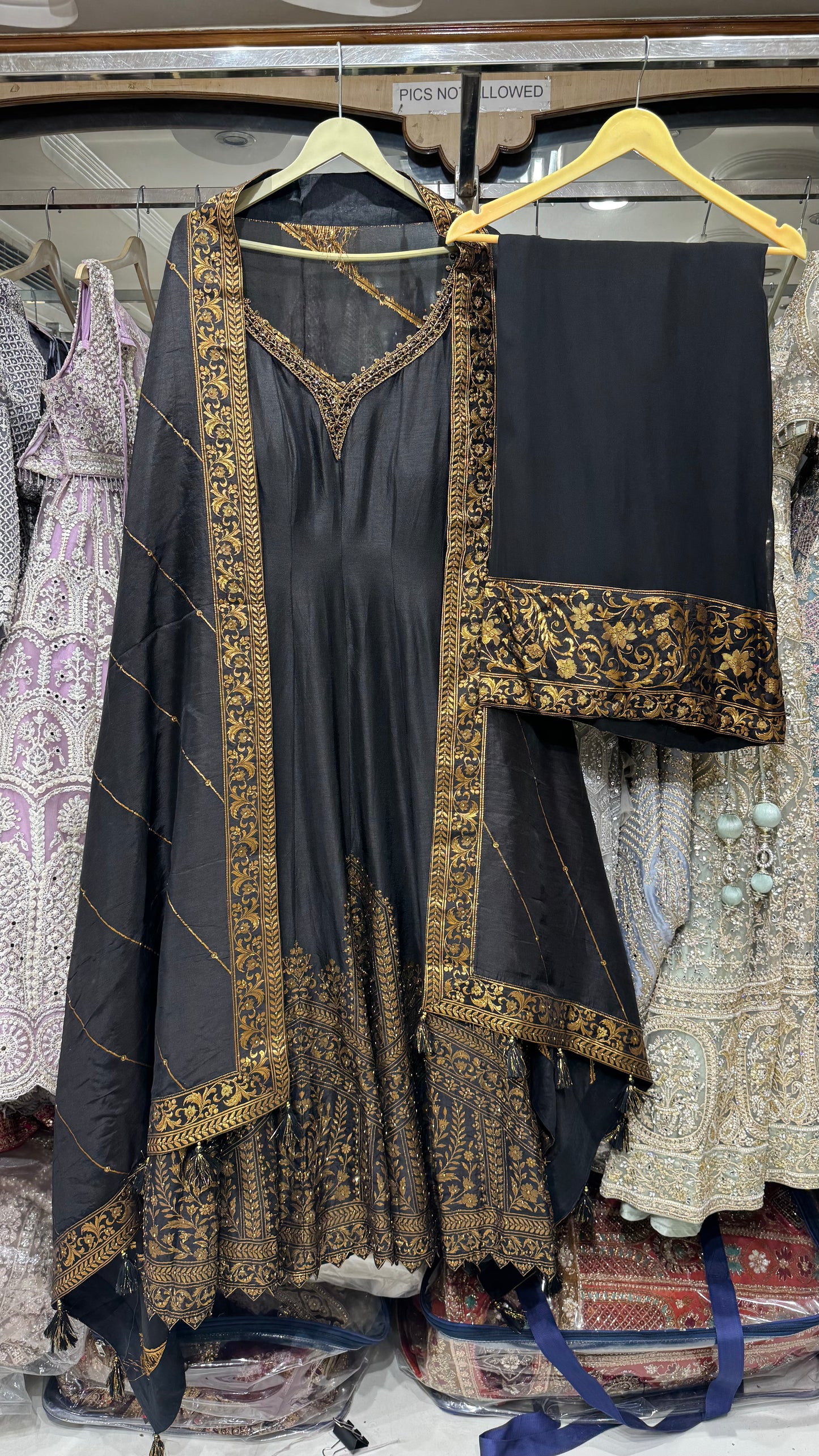 Handloom Banarsi Silk Anarkali With Sharara
