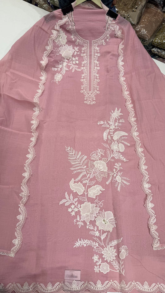 Elegance Mulmul Cotton Unstitched Suit Set