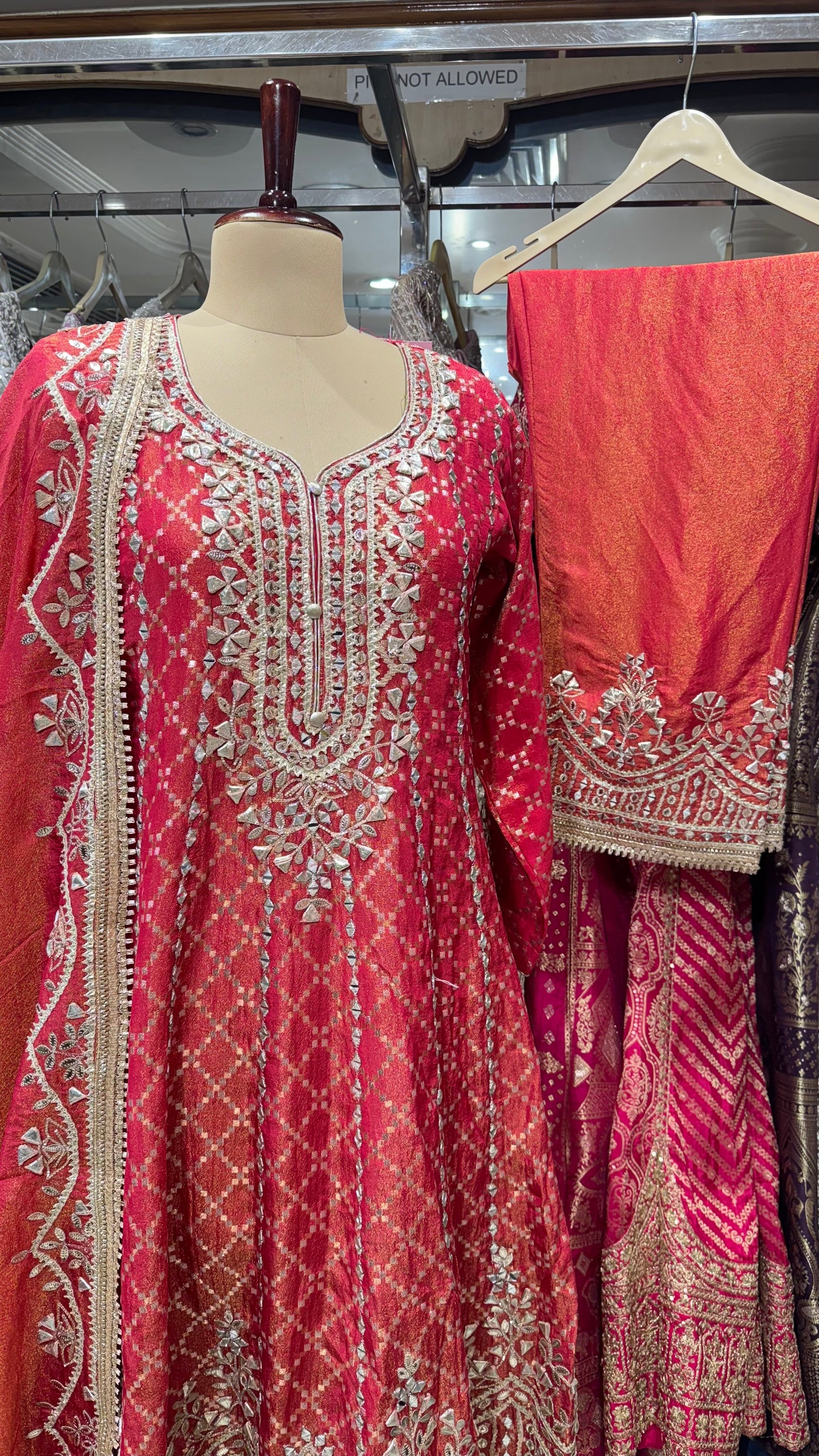 Banarsi tissue anarkali with pakistani salwar suit set