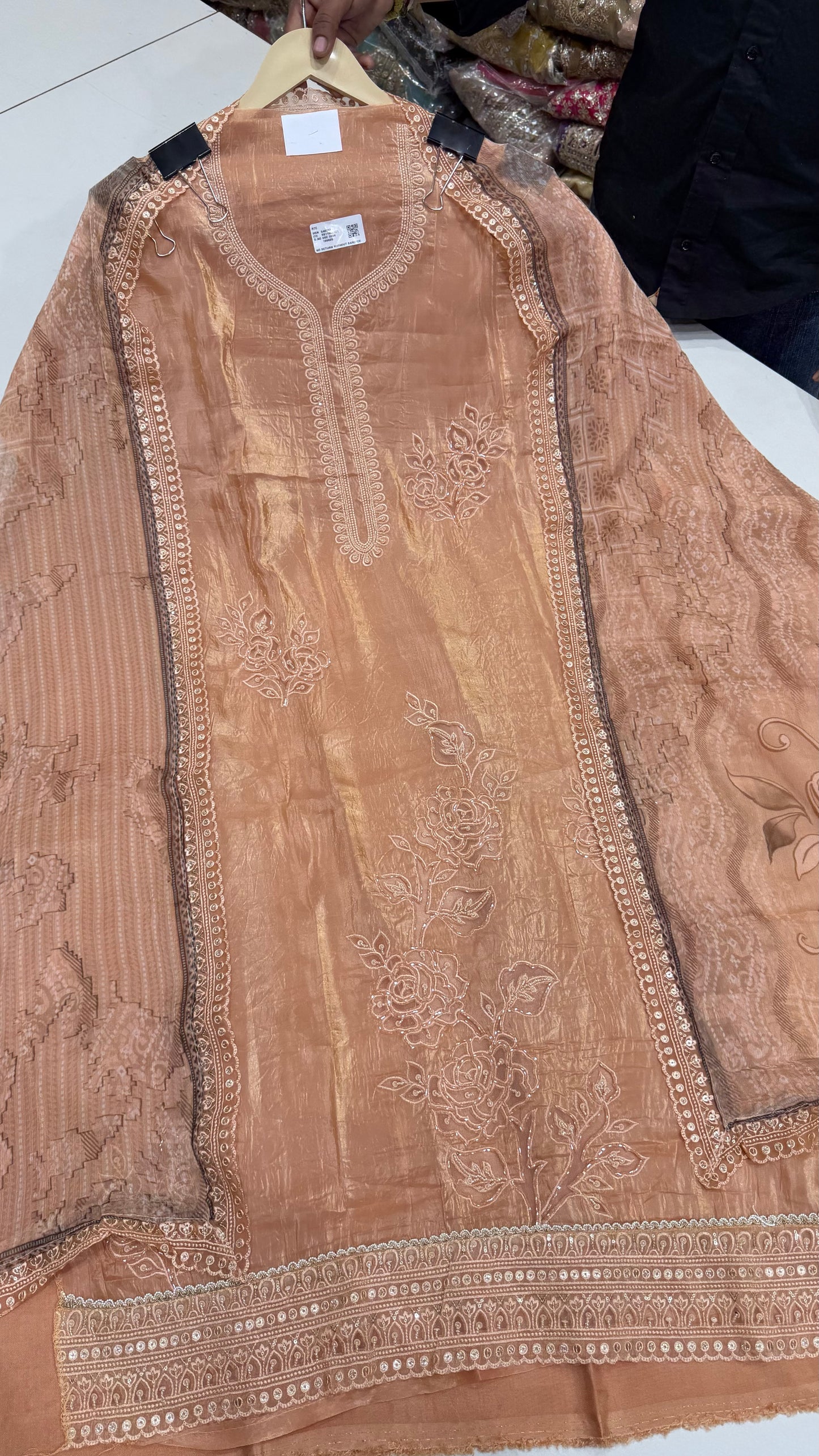 Luxurious Paper Silk & Chiffon Handwork Suit Set