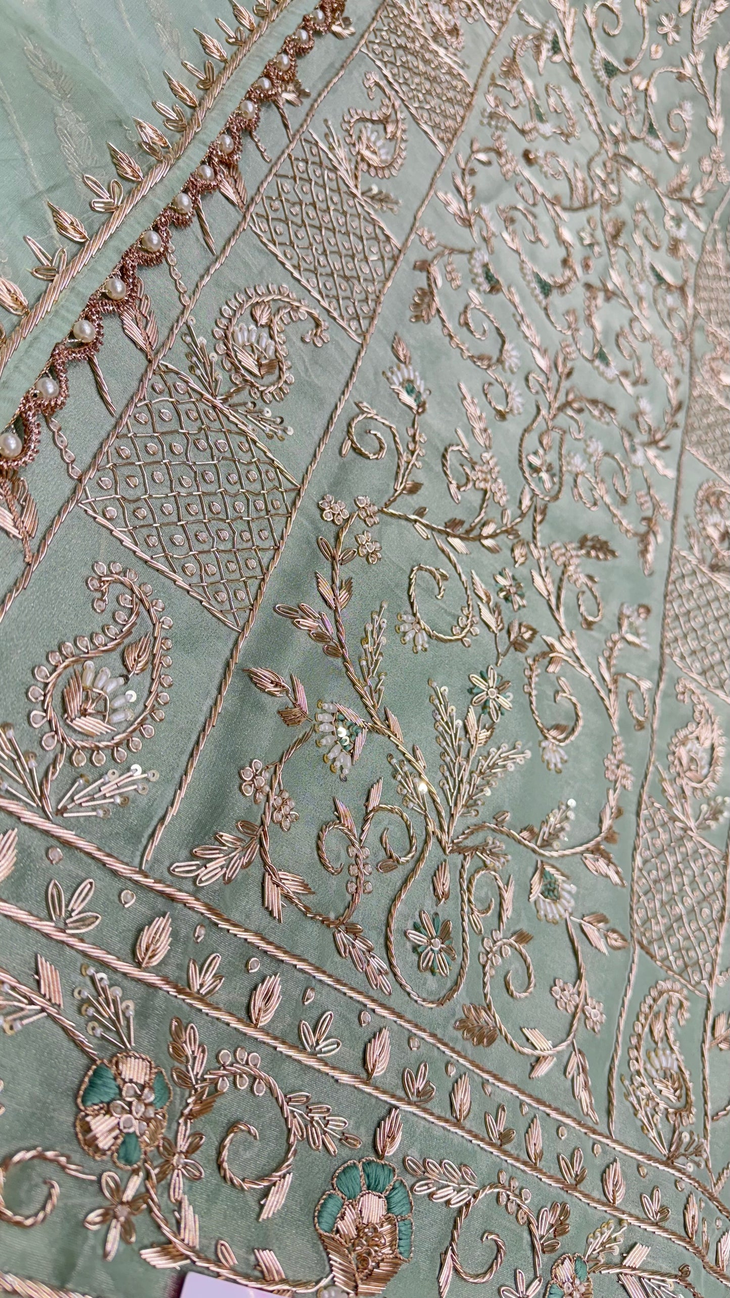 Luxury Shimmer Tissue Hand Embroidered Unstitched Suit with Pure Organza Dupatta