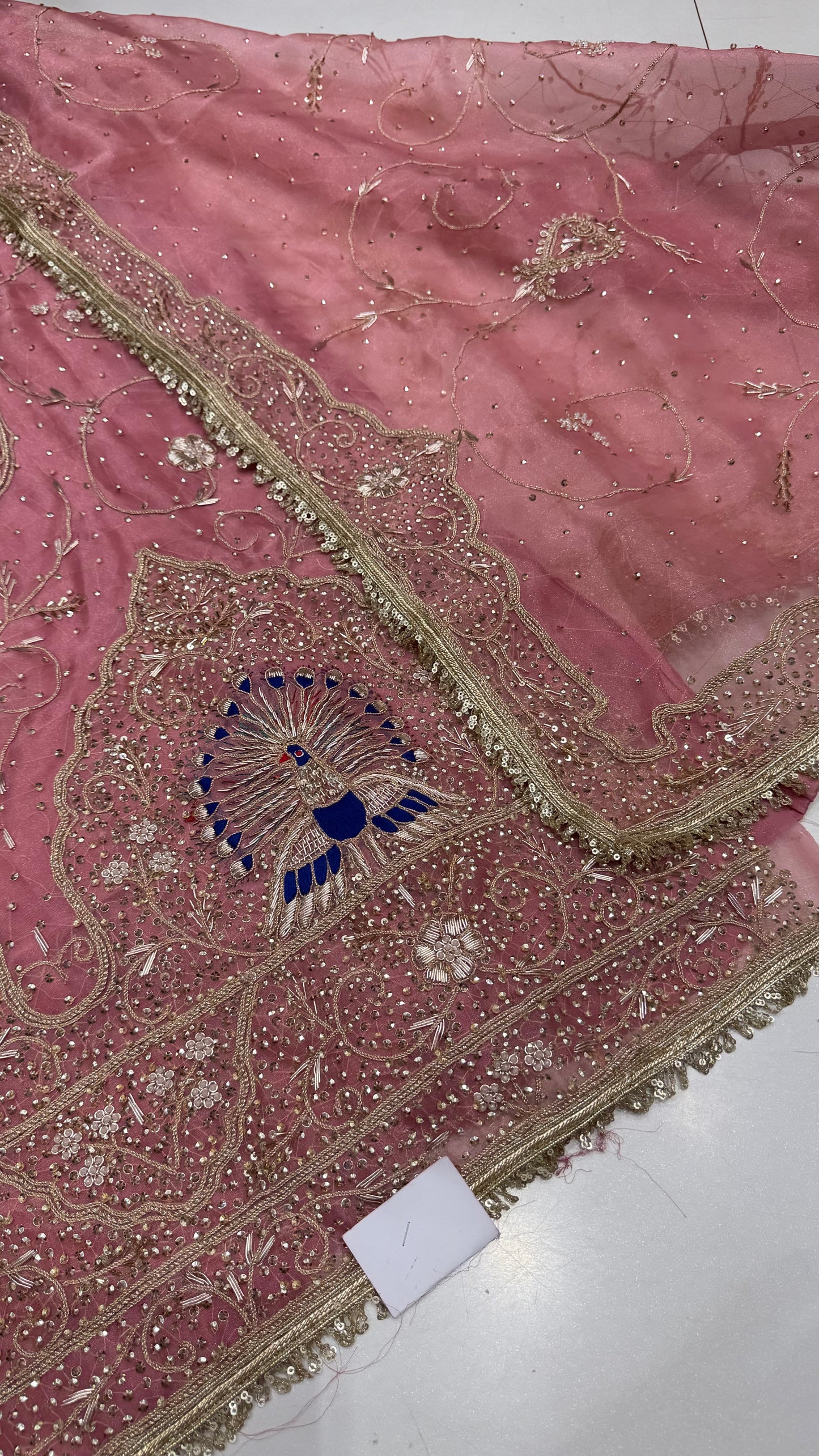 Luxury Dabka & Farrukhabadi Handwork Organza Unstitched Suit with Jaal Dupatta