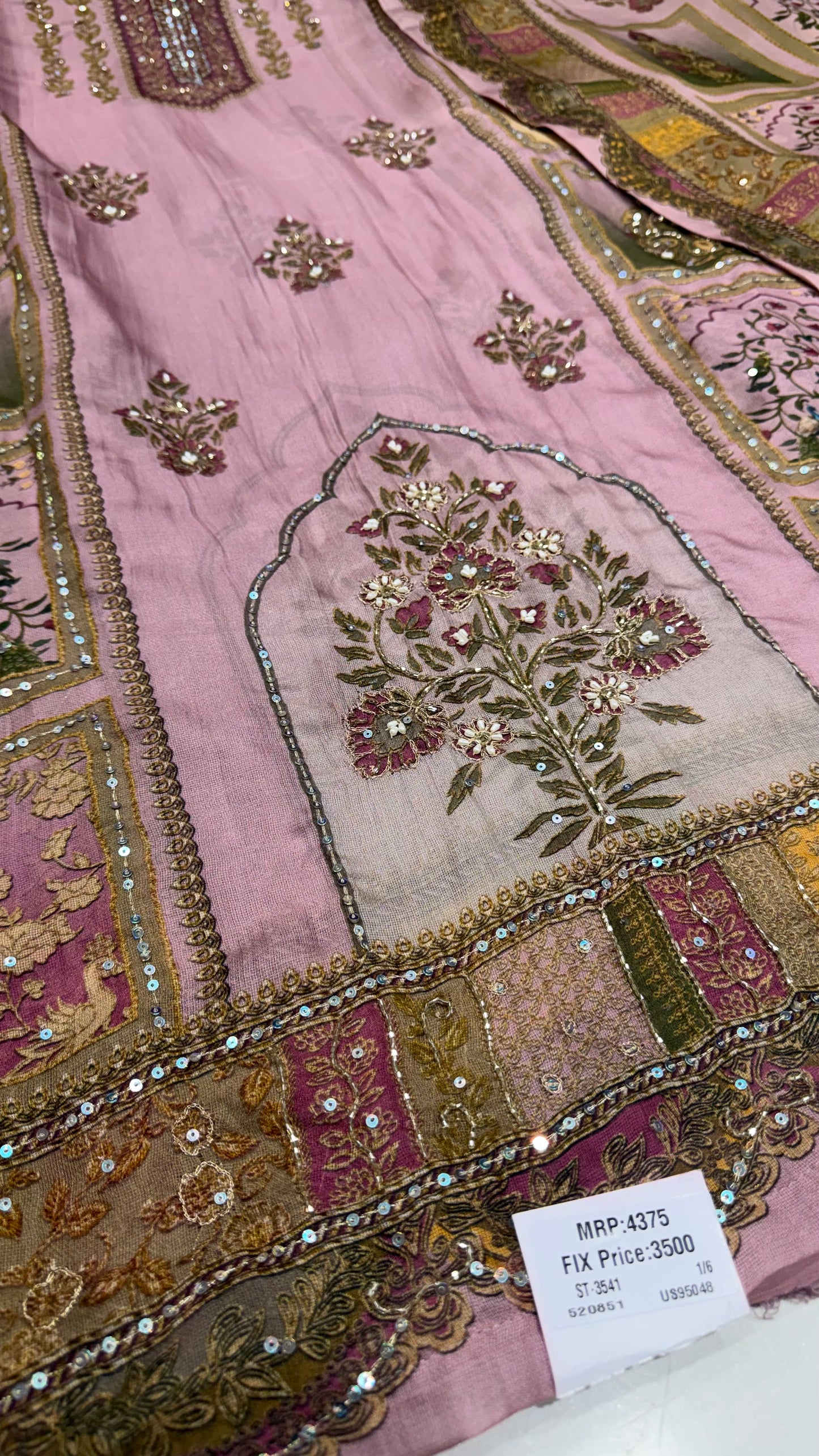 Luxury Unstitched Pure Burberry Tissue Suit | Designer Position Print with Heavy Zari & Sequence Hand Embroidery | Printed Dupatta & Cotton Silk Bottom Fabric | Festive Wedding Wear (US7236)