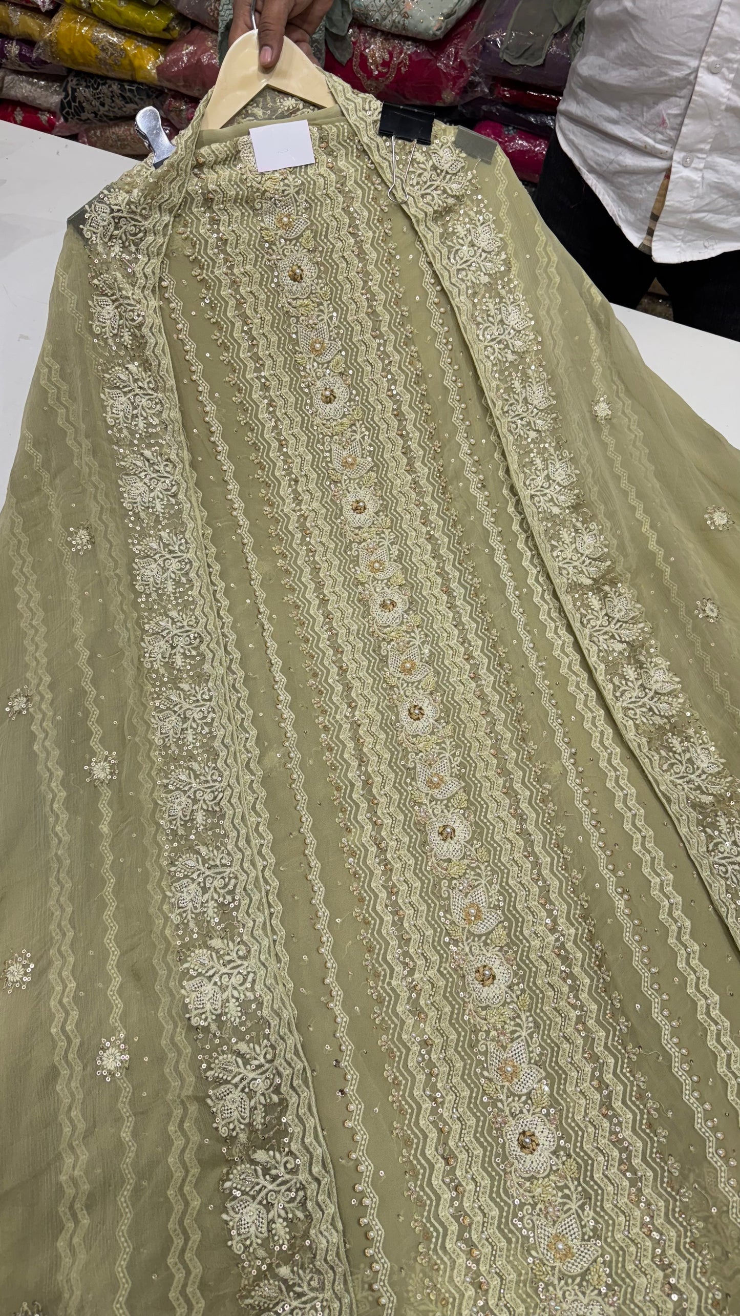 Designer Pure Georgette Hand-Embroidered Unstitched Suit