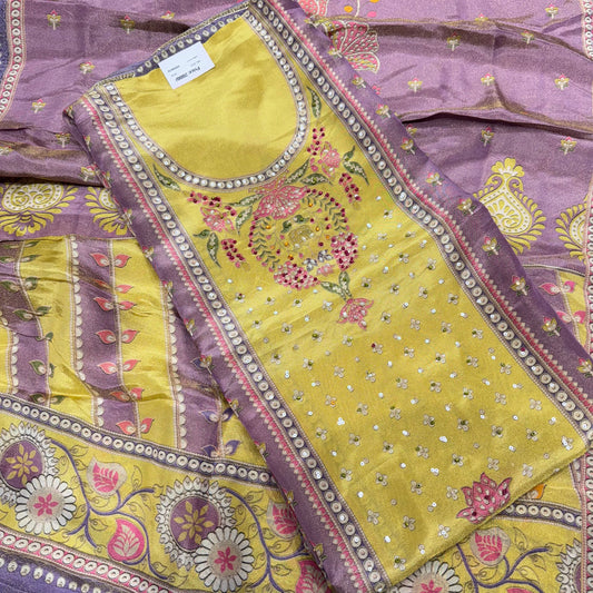 Printed tissue silk pakistani semiformal Suit set