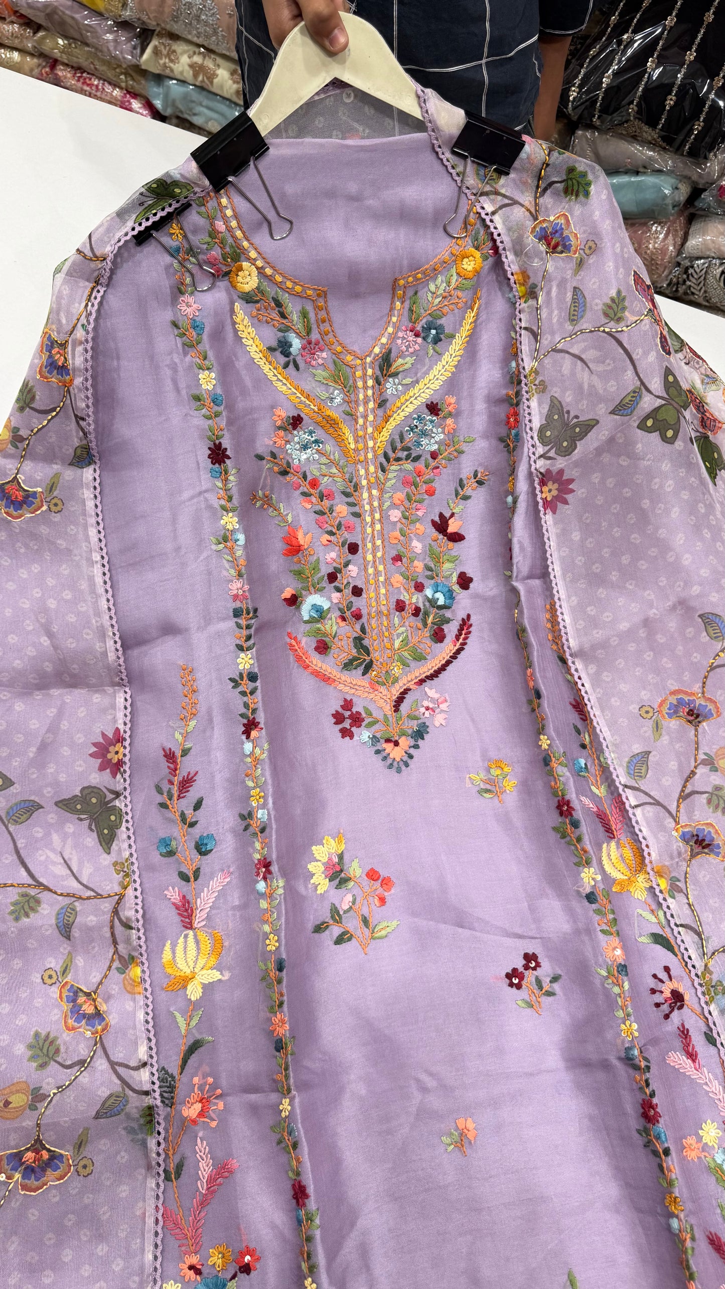 ✨ Gulnaar Luxury Organza Unstitched Suit Set