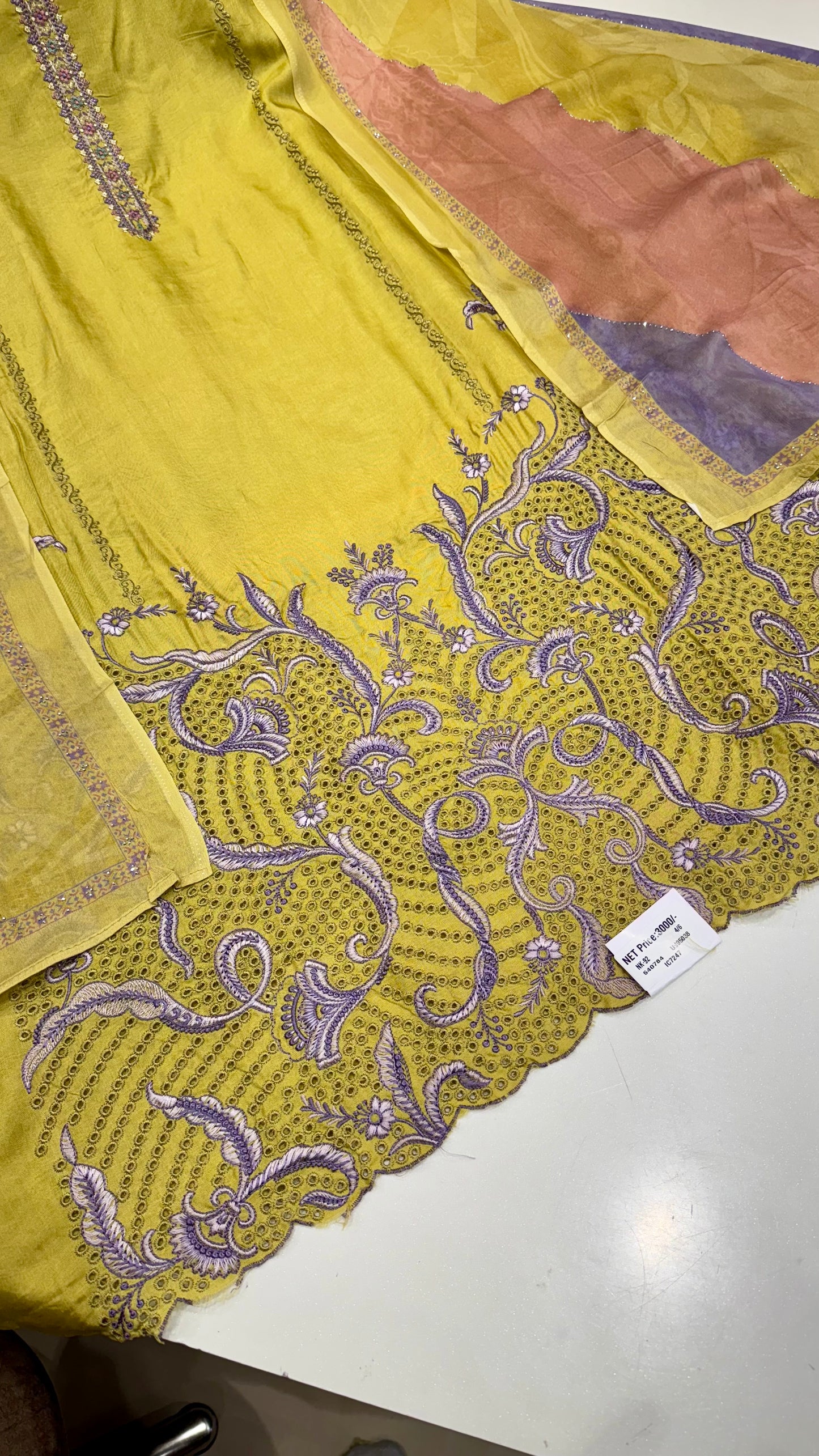 Opada Silk Unstitched Embroidered Suit with Printed Chinon Dupatta
