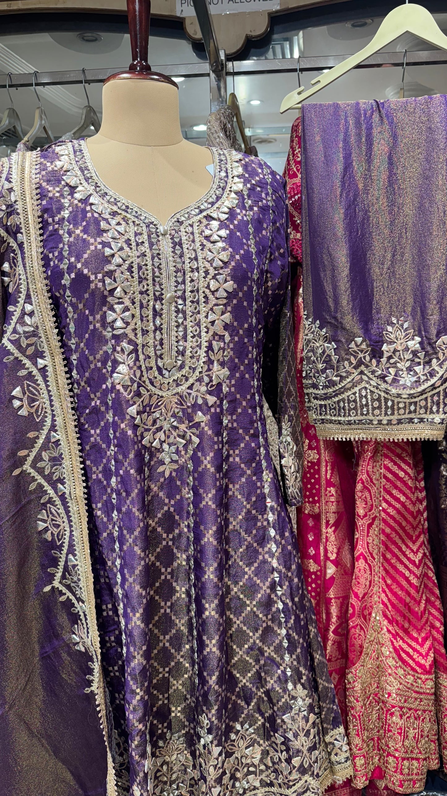 Banarsi tissue anarkali with pakistani salwar suit set