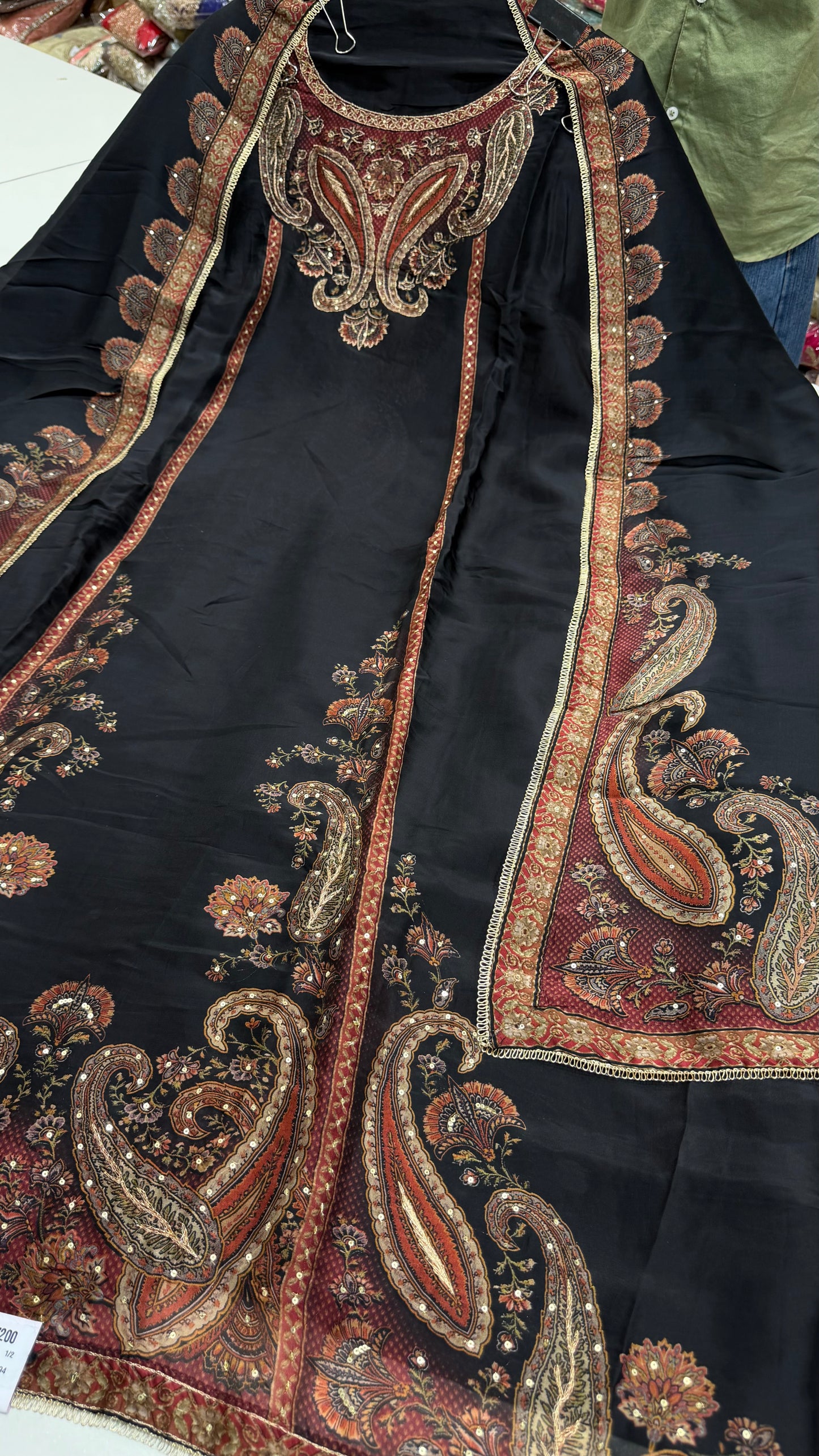 Sabyasachi Inspired A-Line Premium Unstitched Pure Glass Organza Silk Suit with Designer Dupatta | Zari Aari Embroidery | Luxury Wedding Wear