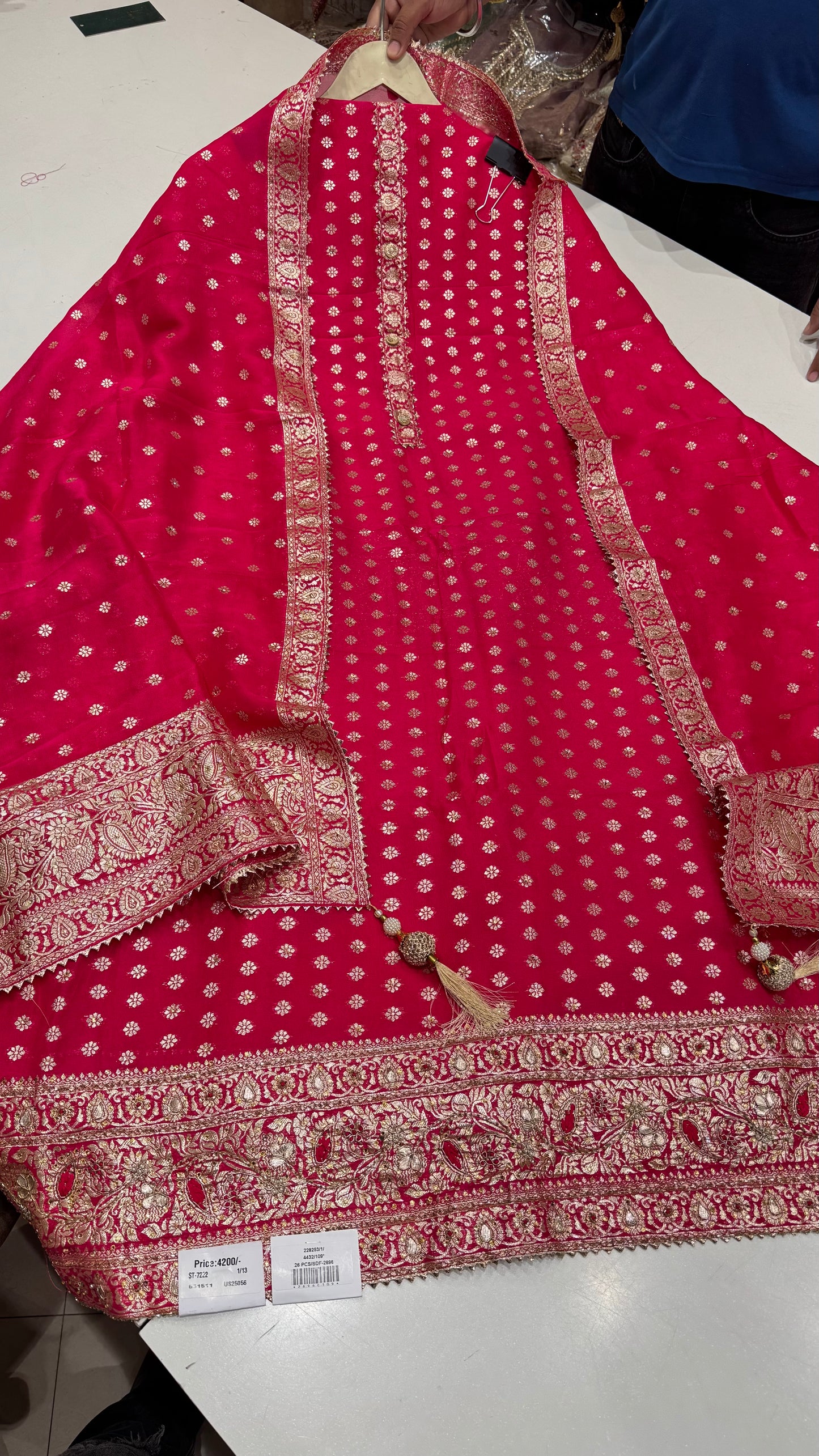 Elegant Hand-Embroidered Unstitched Mysore Georgette Suit Set