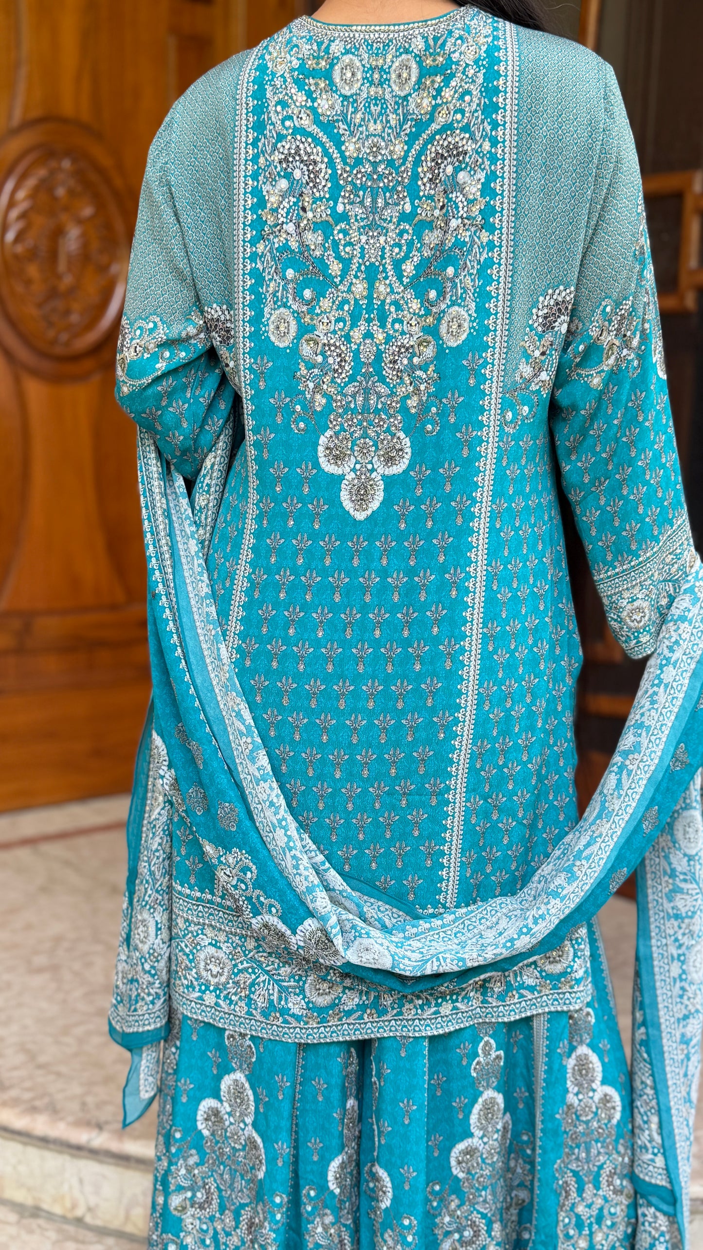 Floral Luxe Digital Print Sharara Suit Set with Dupatta