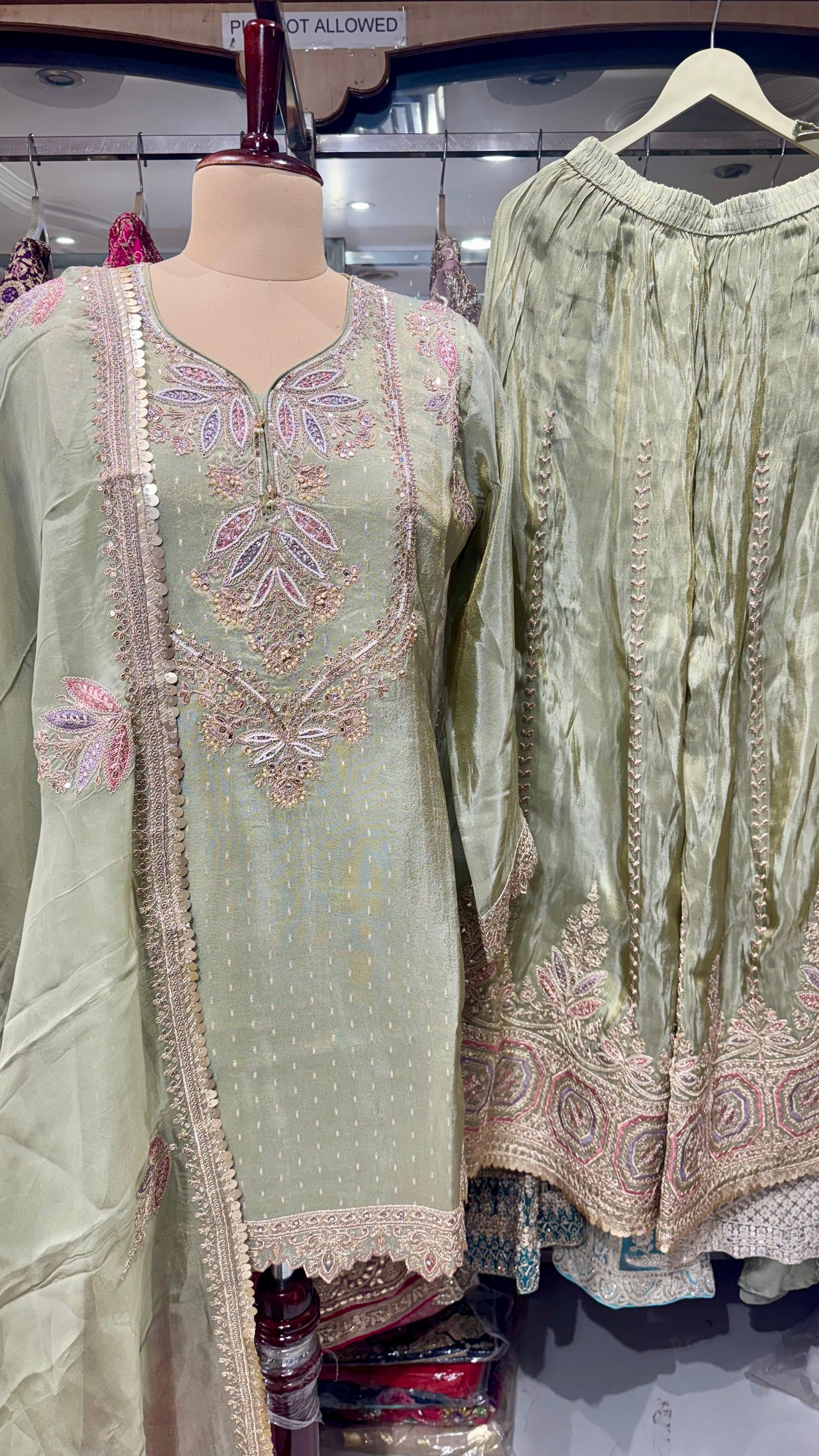 Elegant Embroidered Sharara Set with Dupatta