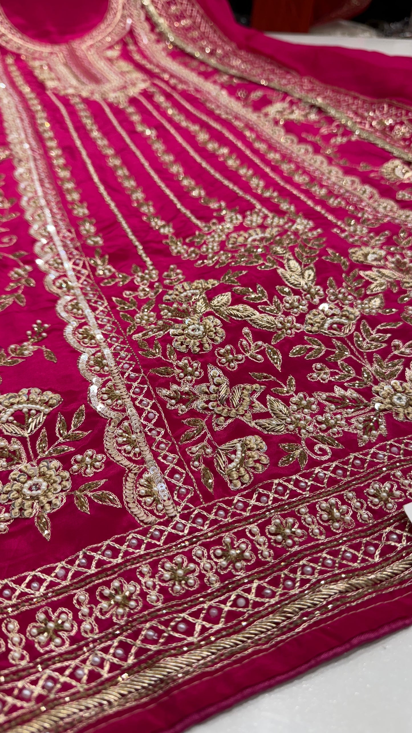 Royal Bridal Crepe Zardozi Handworked Unstitched Suit Set