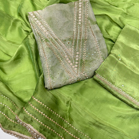 Mint Green Boutique handwork suit set with bottom work