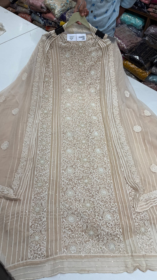 ✨ Noor-e-Lucknowi Georgette Unstitched Suit Set