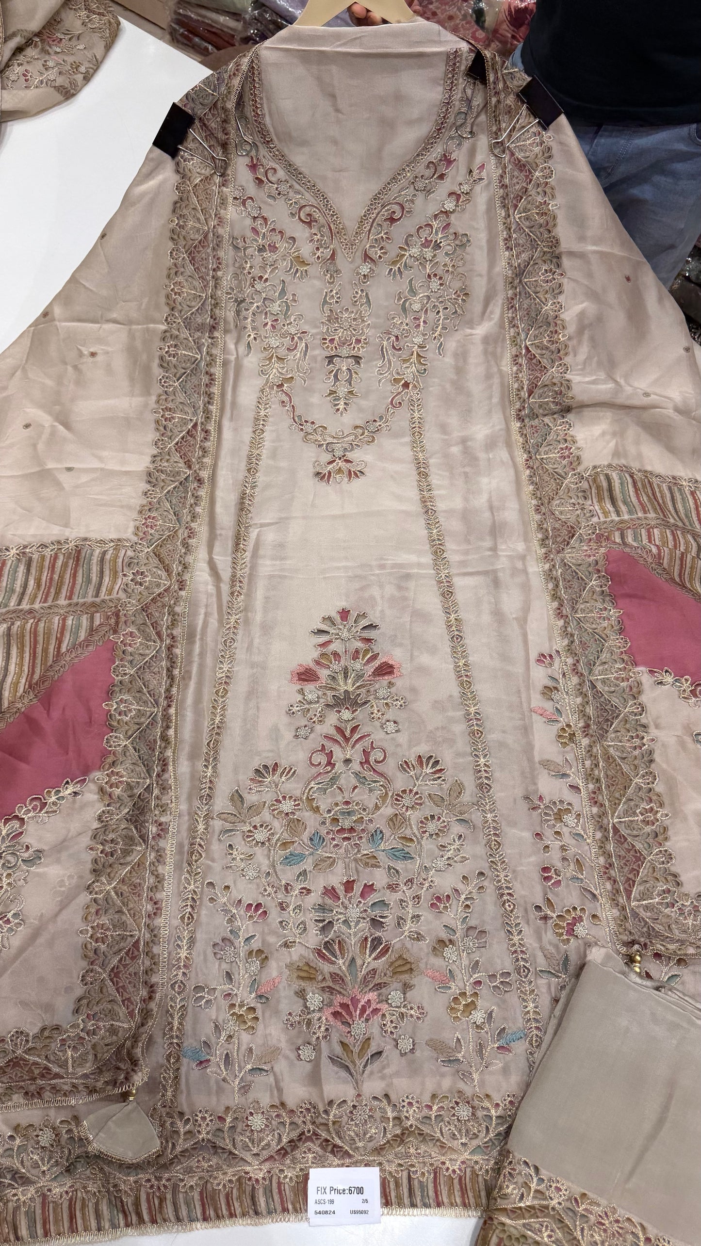 Luxury Unstitched Pure Organza Silk Sabyasachi Inspired Suit with Position Print & Aari Embroidery | Premium Designer Party Wear Suit