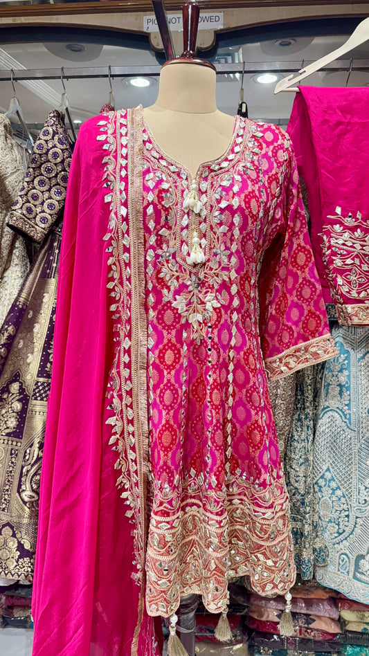 ✨Pink Readymade Straight Salwar Suit set
