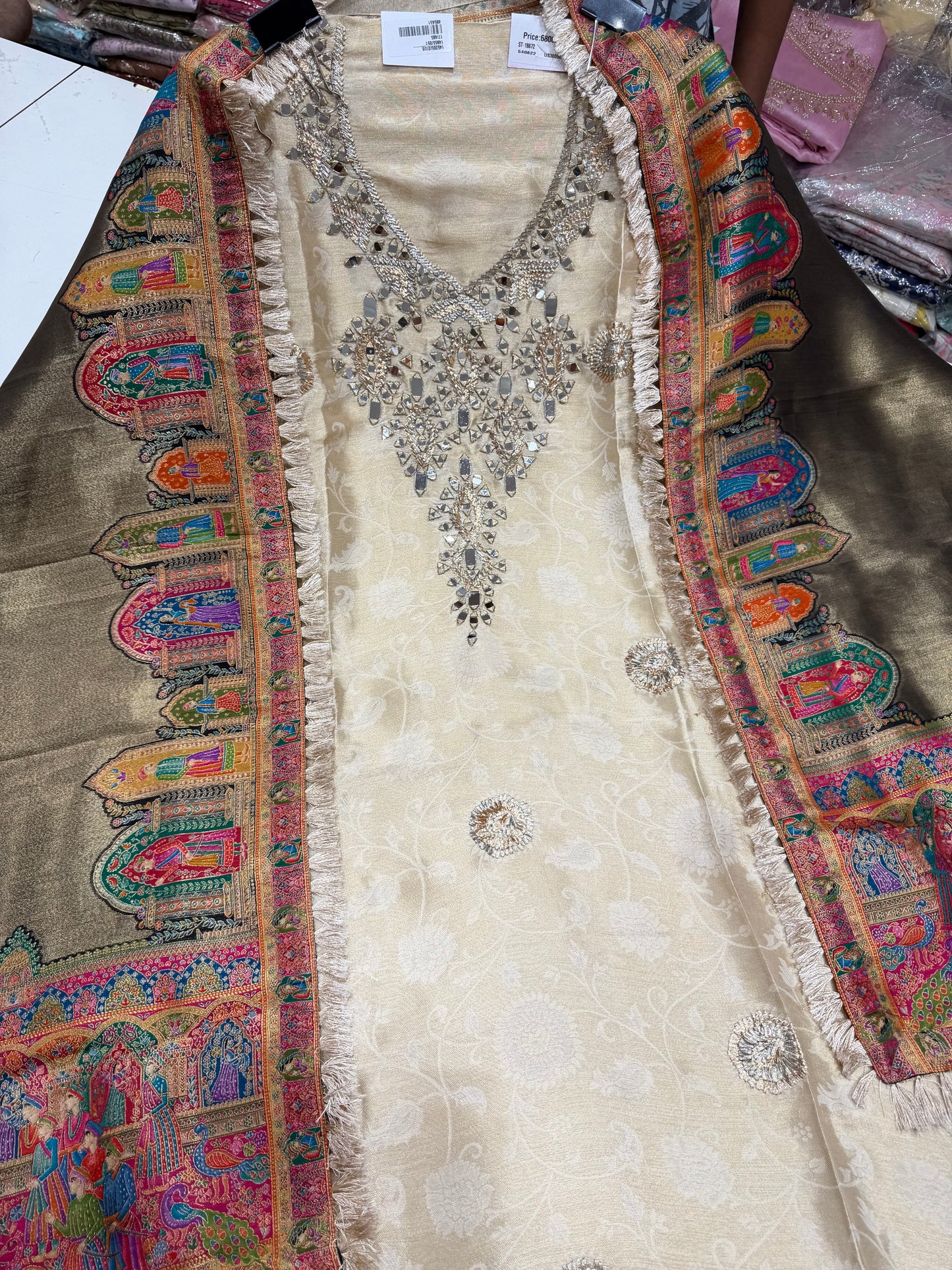 ✨ Royal Heritage Handloom Tissue Unstitched Suit Set