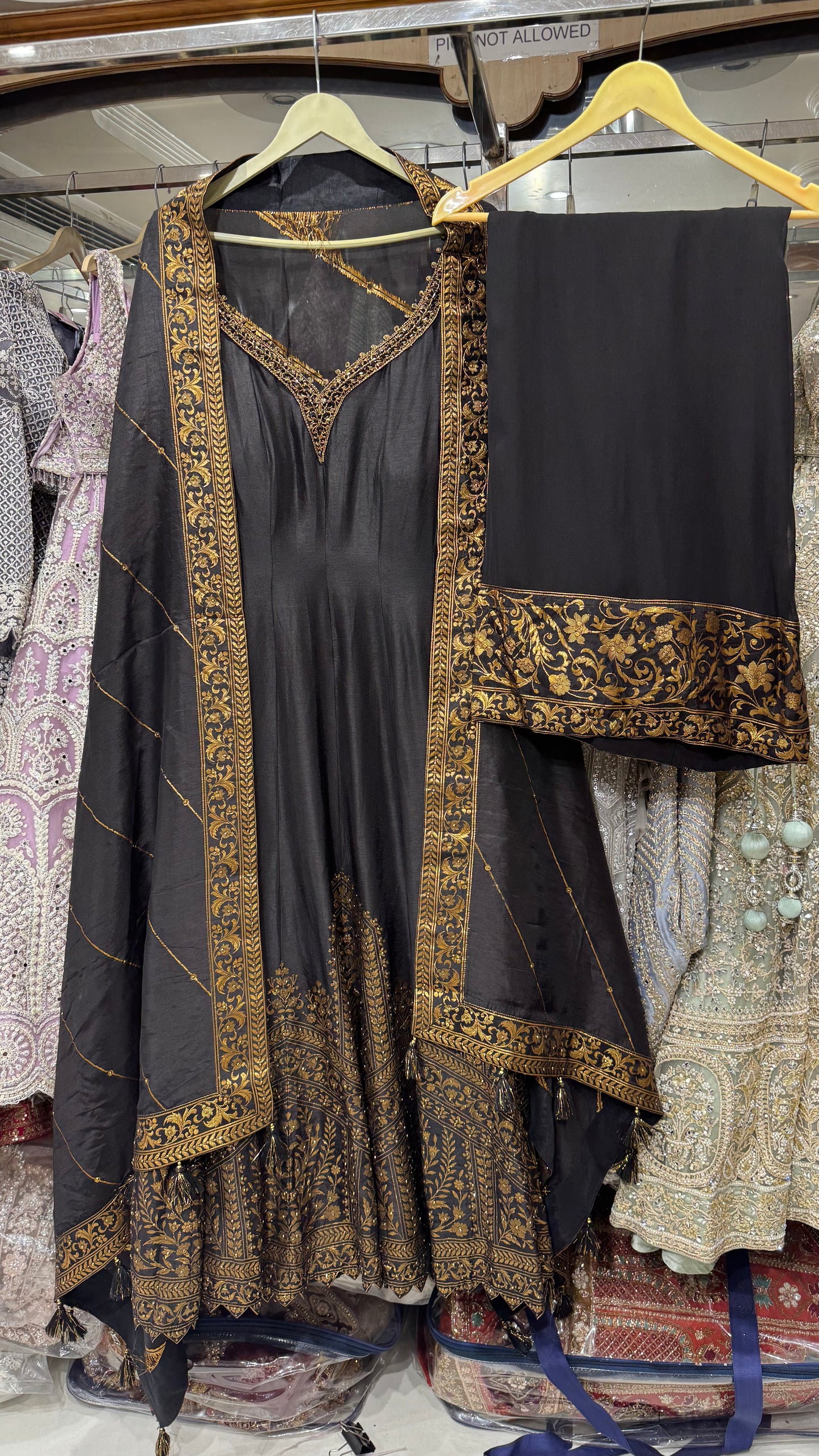 Handloom Banarsi Silk Anarkali With Sharara