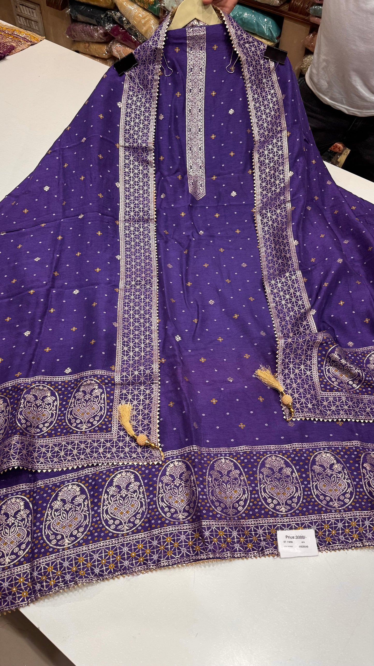 Royal Banarasi Silk Unstitched Suit with Handloom Weaving Embroidery