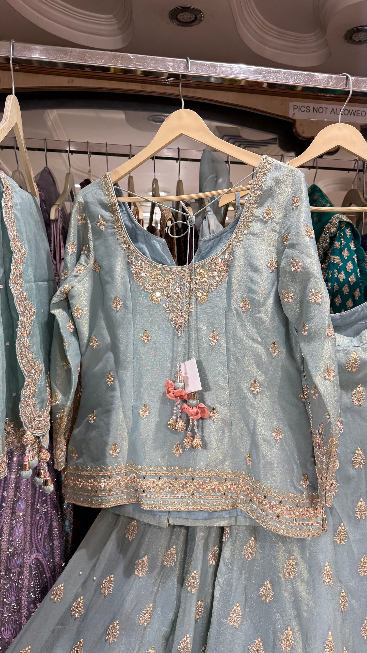 Pure Tissue Handwork Lehenga kurti