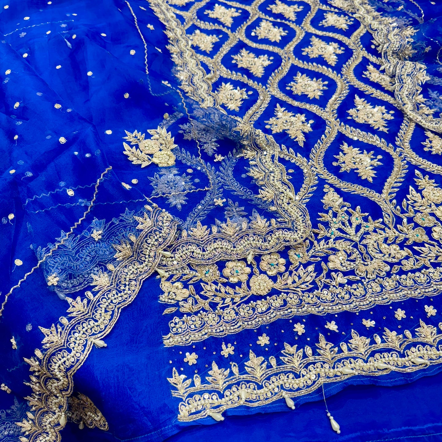 Pure Orgenza Front Zardozi handwork suit set