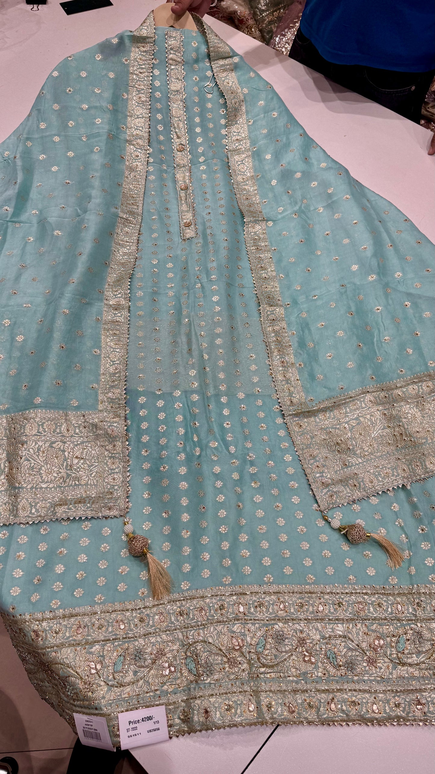Elegant Hand-Embroidered Unstitched Mysore Georgette Suit Set