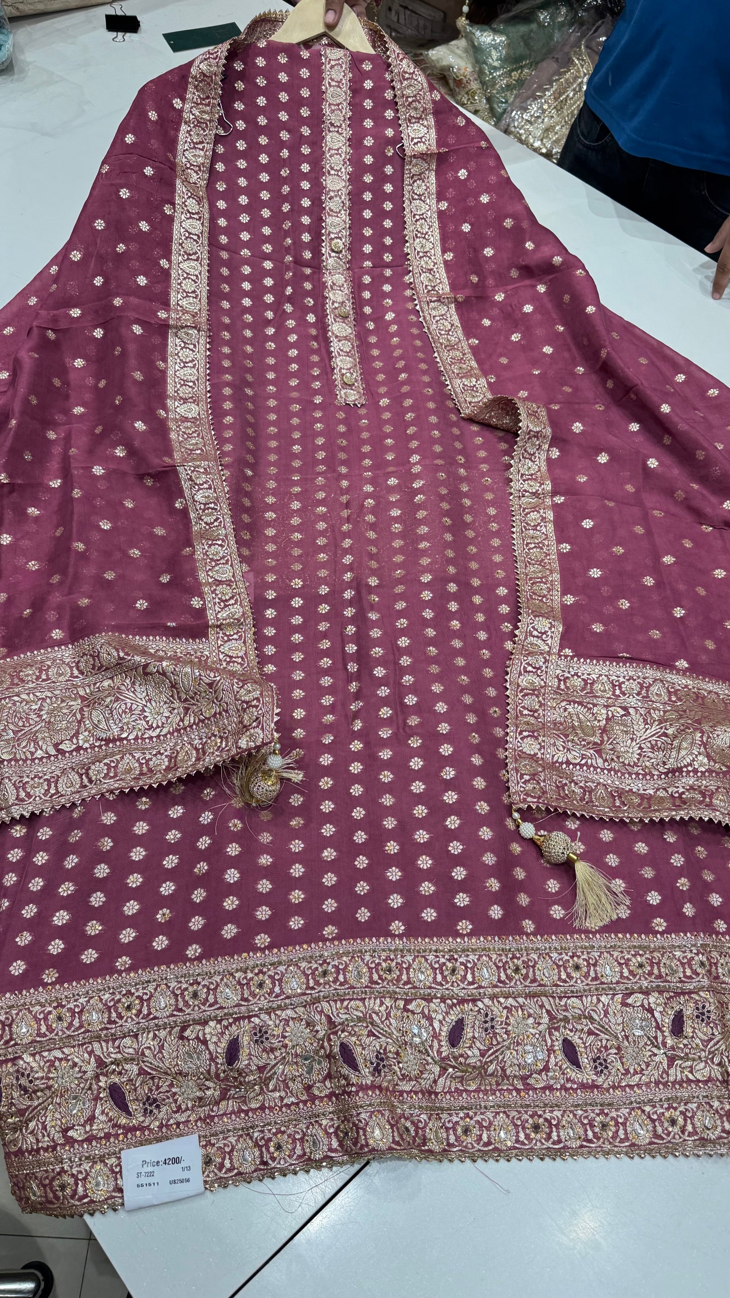 Elegant Hand-Embroidered Unstitched Mysore Georgette Suit Set