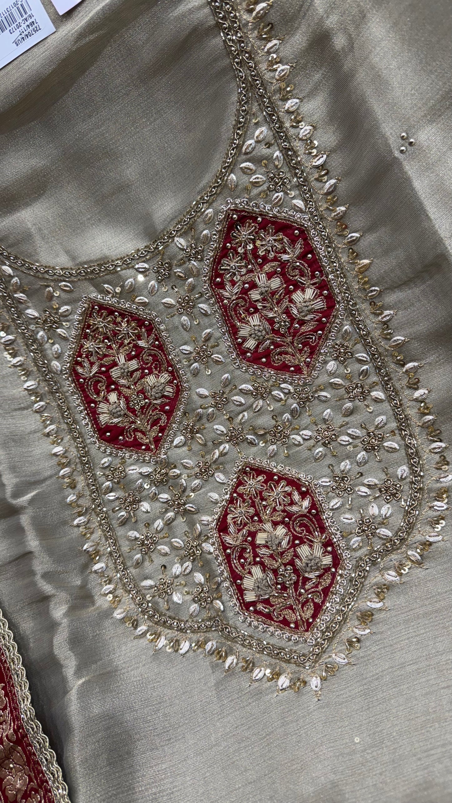 Premium Unstitched Pure Shimmer Tissue Embroidered Suit with Designer Banarasi Dupatta | Nakshi & Zardozi Handwork | Luxury Wedding Wear