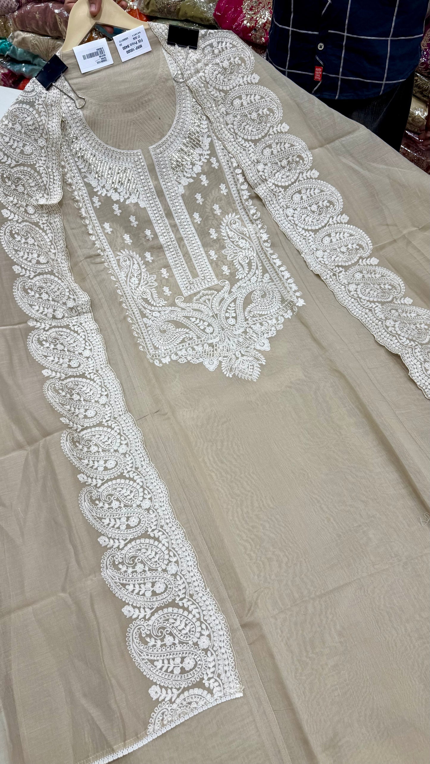 Luxury Unstitched Pakistani Aari Hand Embroidered Mulmul Cotton Suit | Pure Mulmul Cotton Shirt & Dupatta with Manual Resham Aari Work | Premium Jam Cotton Bottom | Designer Summer Collection