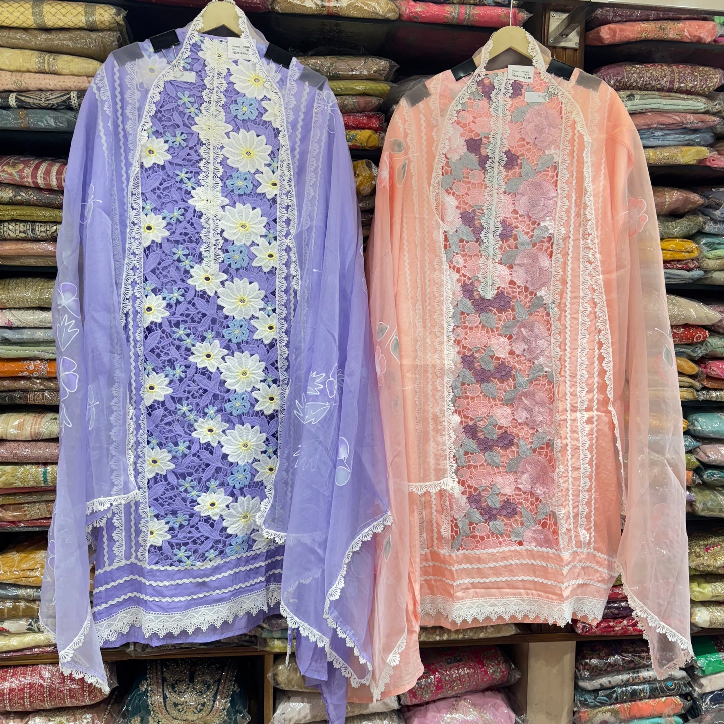 Glamorous Crochet work pakistani suit set