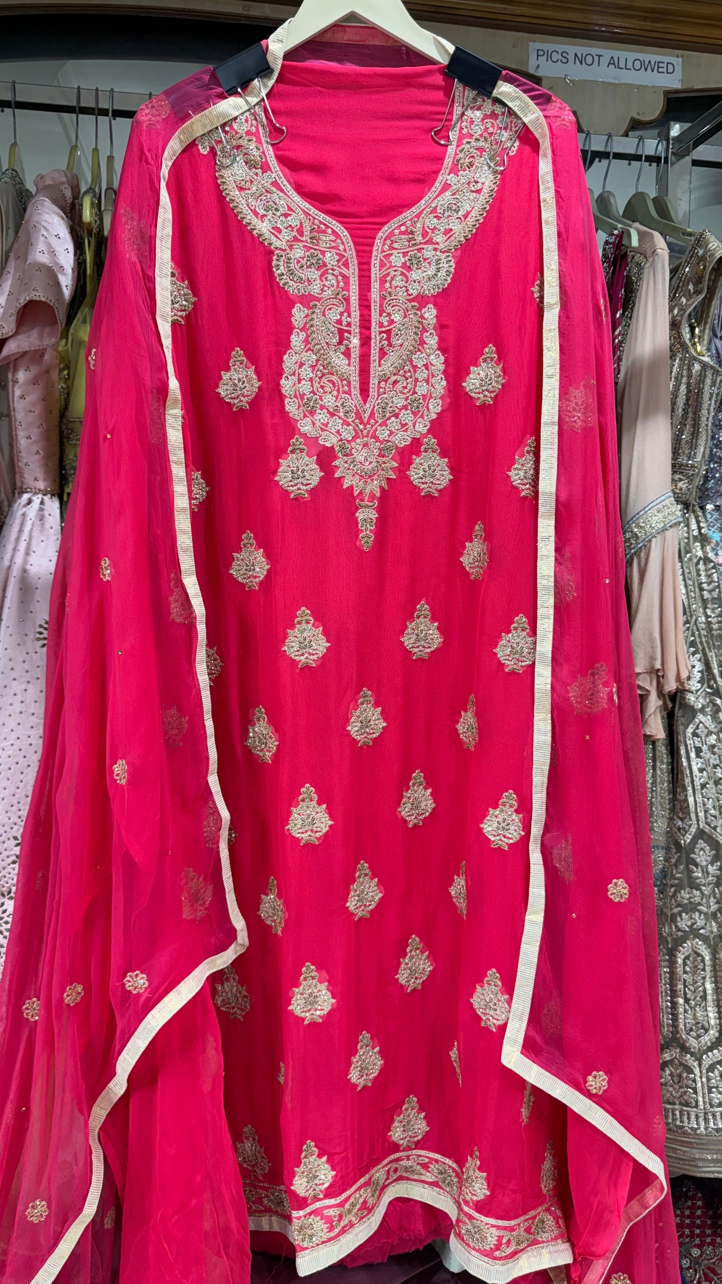 Luxury Unstitched Pure Georgette Handwork Suit with Chiffon Dupatta | Aari Resham & Beads Embroidery Designer Party Wear Suit